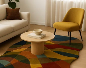 Hand Tufted Wool Rug, Irregular Modern Area Rug