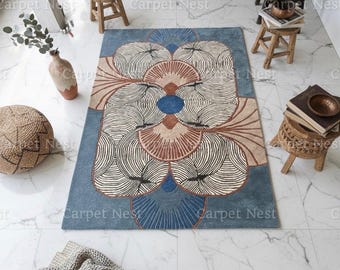 Modern Hand Tufted Floral Area Rug, Luxury Design Handmade Rug, 100% Wool High Quality Home Decor Tufted Rug For Living Room, Bedroom 9x12