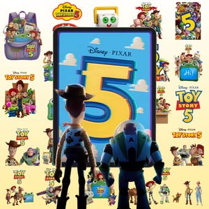 Nytt Toy Story 5 PNG-paket, Buzz Lightyear, Woody Jessie PNG, alfabet, Toy Story födelsedagströjadesign, Toy Story Clipart - Direktnedladdning bild 1