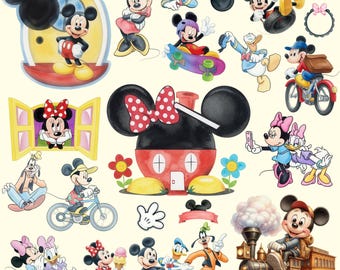 150+ Micky und Freunde Cute Kit, Zartes Wasserfarben, Disney Charaktere, Baby Micky und Freunde, Digital Aquarell Kit, Clipart für Kinder