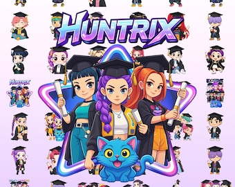 Kpop Demon Hunter Abschluss PNG Bundle, Chibi Kpop Png, Klasse von 2026 Grad Clipart, niedlicher Kpop PNG digitaler Download, Sublimation png