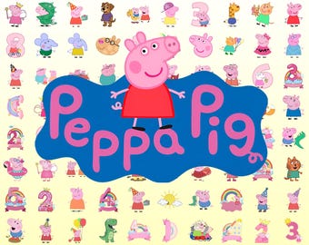 100+ Peppa Wutz PNG Bundle, Zeichentrickfiguren, Kindergeburtstag Shirt Design (Digitaler Download)