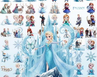Plus de 130 kits pour enfants aquarelle surgelés, kit numérique, Elsa, Anna et Olaf, fête d'enfants, joli kit La Reine des neiges, délicat, personnages et paysages