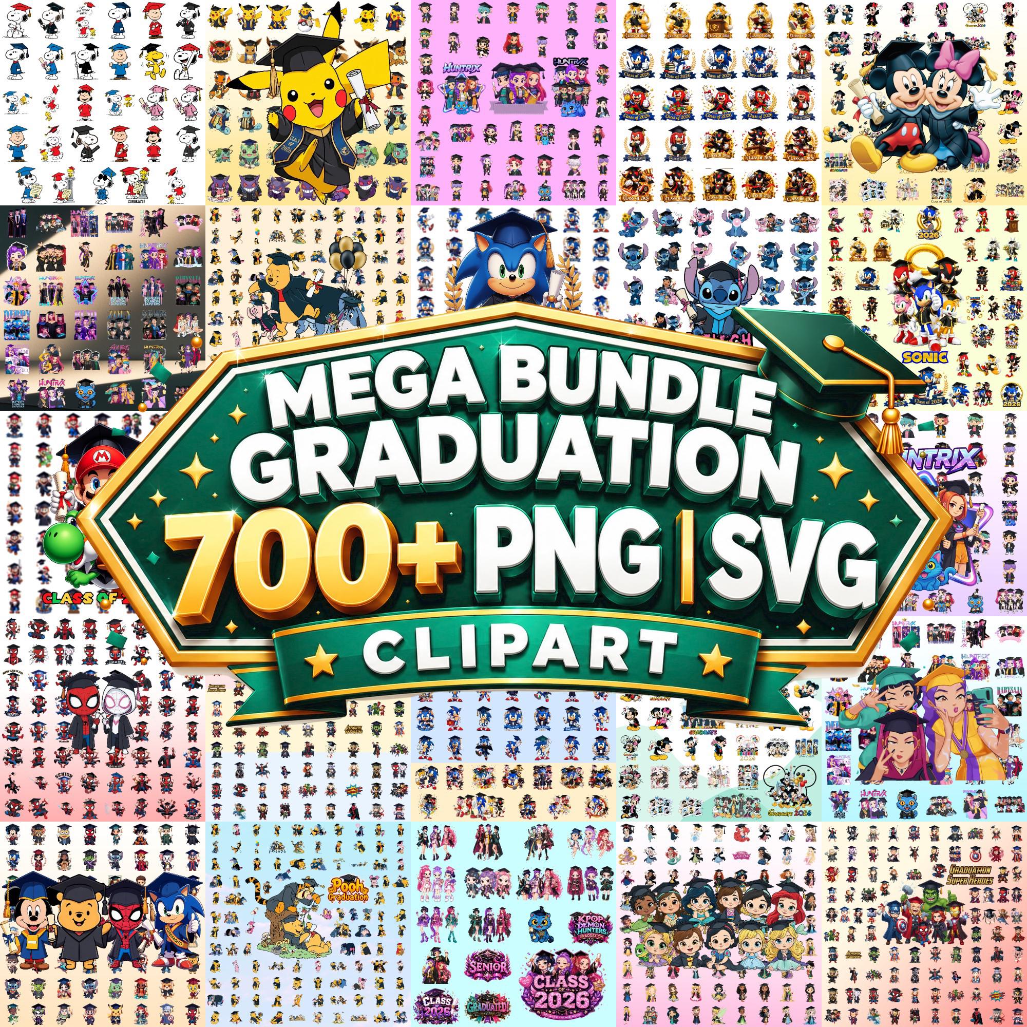 700+ Graduation Cartoon Characters PNG Clipart Bundle - Etsy
