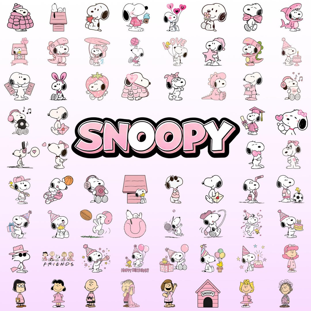 Snoopy Digital 70+ Pink Snoopy Digital Kit, Snoopy Clipart, Peanuts - Etsy