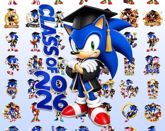160+ Sonic-examen PNG-clipart – Söt Hedgehog-tecknad konst, examensfigur för klass 2026 PNG.