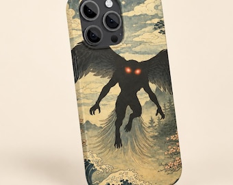 Mothman Phone Case, Winged Demon Red Eyes Phone Accessories, Mythical Monster 2-Layer Phone Case, Gothic Aesthetic Protective Cover