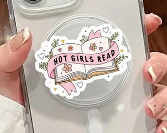 Hot Girls Read MagSafe Phone Grip: Pastel Bookish Magnetic Phone Stand, Cute Reading Phone Holder, Gift for Book Lovers & Readers