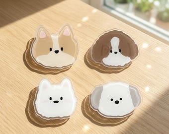 Cute Dog MagSafe Phone Grip Set, Kawaii Puppy Magnetic Phone Holder, Pet Lover Phone Stand, Adorable Kindle Grip Gift for Teens & Dog Lovers