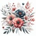 15 Watercolor Floral Bouquet PNG | Elegant Blush & Navy Flower Clipart ...
