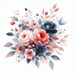 15 Watercolor Floral Bouquet PNG | Elegant Blush & Navy Flower Clipart ...