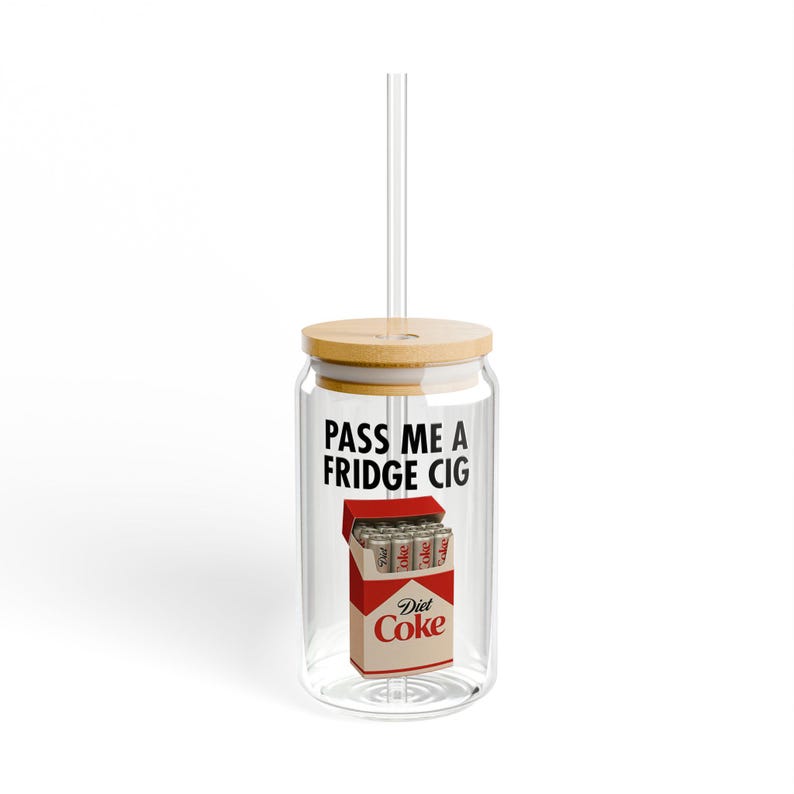 Pass Me A Fridge Cig Diet Coke Can Shaped Sipper Glass 16oz, Diet Coke Gift, Diet Coke Lovers, Coke Lovers, Stocking Stuffer, Christmas image 2