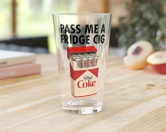 Pásame un cigarrillo de nevera, vaso de pinta de Coca-Cola Light, regalos de Coca-Cola Light, regalos de elefante blanco, regalos de amigo secreto, amantes de la Coca-Cola Light, regalo para calcetines navideños