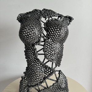 Handmade Modern Metal Woman Torso Sculpture - Abstract Contemporary Art for Home Decor