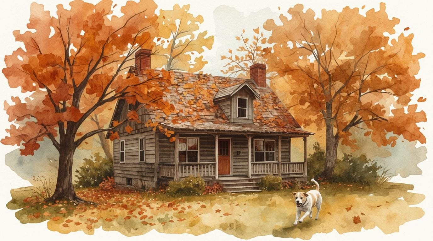 Cozy House Watercolor Illustration With Garden and a Dog (digital ...