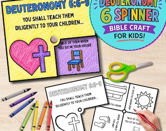 Deuteronomy 6 Printable Bible Verse Spinner Sunday School Lesson Deut 6:6-9 Christian Homeschool Old Testament Craft and Activity for Kids
