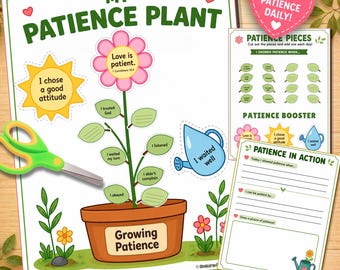Patience Craft for Kids Being Patient Christian Homeschool Bible Activity Fruit of the Spirit Sunday School Lesson Kid Reflection Journal
