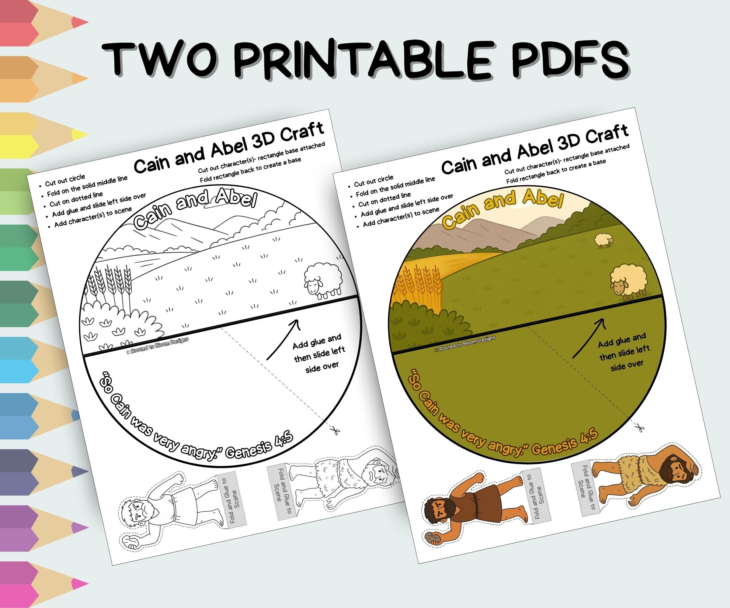 Cain and Abel-printable 3D Craft - Genesis 4 - Etsy