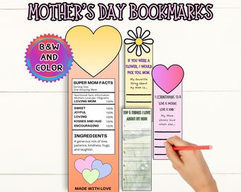 Mors dag utskrivbara bokmärken - Kristna pyssel- och målarbilder för barn