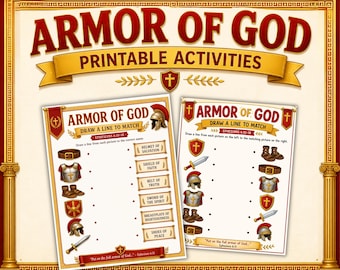 Armor of God Matching Worksheet Ephesians 6 Sunday School Lesson Armor of God Bible Printable Christian Homeschool Armor of God Kid Activity