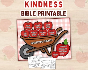 Teaching Kindness for Kids Autumn Activity for Preschool Fall Sunday School Lesson Fruit of the Spirit Printable Apple Harvest Bible Craft