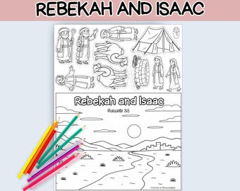 Rebeca e Isaac - Página para colorear y manualidad bíblica - Génesis 24 imprimible