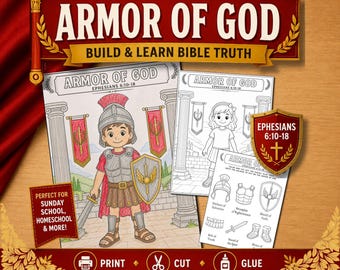 Armor of God Printable Activity Pack Ephesians 6 Sunday School Craft Solider for Christ Bible Lesson Full Armor of God Christian Homeschool