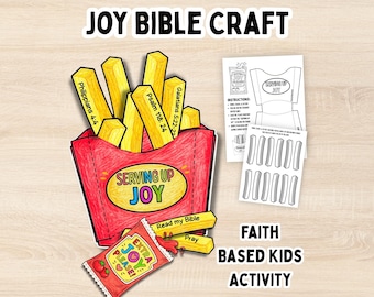 Joy Bible Printable Craft Christian Kids Faith Based Activity Fruit of the Spirit Sunday School Galatians 5 VBS Craft Homeschool Bible PDF