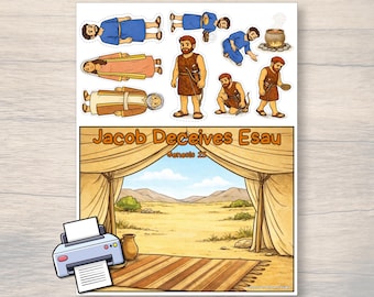Jacob and Esau Printable Craft- Esau Sold His Birthright Bible Activity, Sunday School Lesson, Genesis Craft for Kids, Christian Homeschool