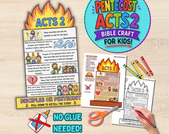 Pentecost Booklet Sunday School No Prep Activity for Kids Printable Acts 2 Holy Spirit Bible Lesson Christian Homeschool Tongues of Fire