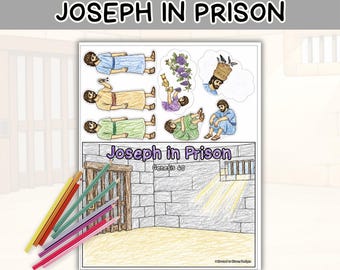 Joseph in Prison Bible Craft for Kids Genesis 40 Sunday School Printable Activity Joseph Interprets Butler and Baker Dreams VBS Craft