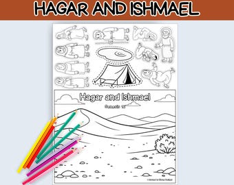 Agar e Ismael - Desenho para colorir e atividade bíblica - Gênesis 16 (para imprimir)