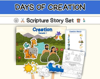 Skapelse: Bibelberättelser, arbetsblad, flashkort och pyssel för Första Moseboken 1