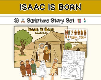 Isak föds - Bibelberättelser, arbetsblad och pyssel för 1 Mosebok 18, 21