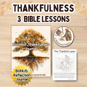 Thankfulness Sunday School Printable Bible Lesson Bundle for Kids Thanksgiving Bible Craft Gratitude Reflection Journal Family Devotionals