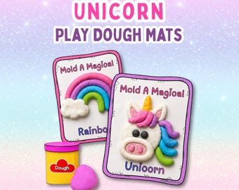 Magical Unicorn Birthday Party Activity for Girls Sensory Play Dough Mat Princess Slumber Party Craft Printable Whimsical Playroom Activity