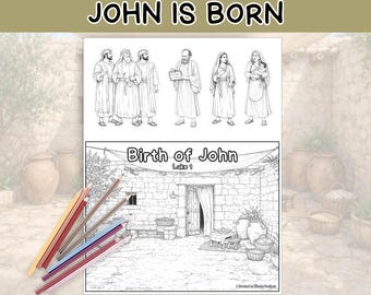 Giovanni Battista Nato - Pagina da colorare e lavoretto biblico - Luca 1 Stampabile