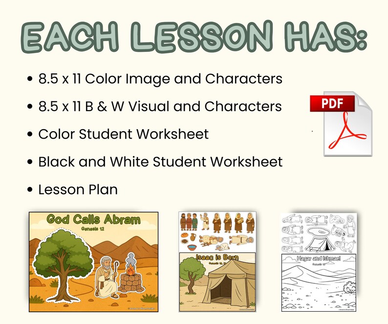 Genises Chapter 12 Worksheets.pdf Abraham Bundle- 8 Printable Bible Lessons- Genesis 12-22 - Etsy