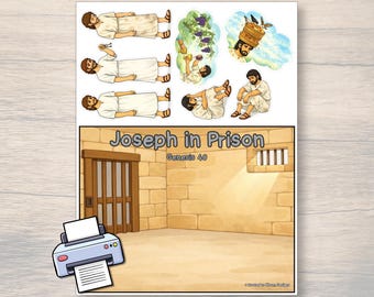 Joseph in Prison Printable Craft-Joseph Interprets Dreams Bible Activity, Sunday School Lesson, Genesis Craft for Kids, Christian Homeschool