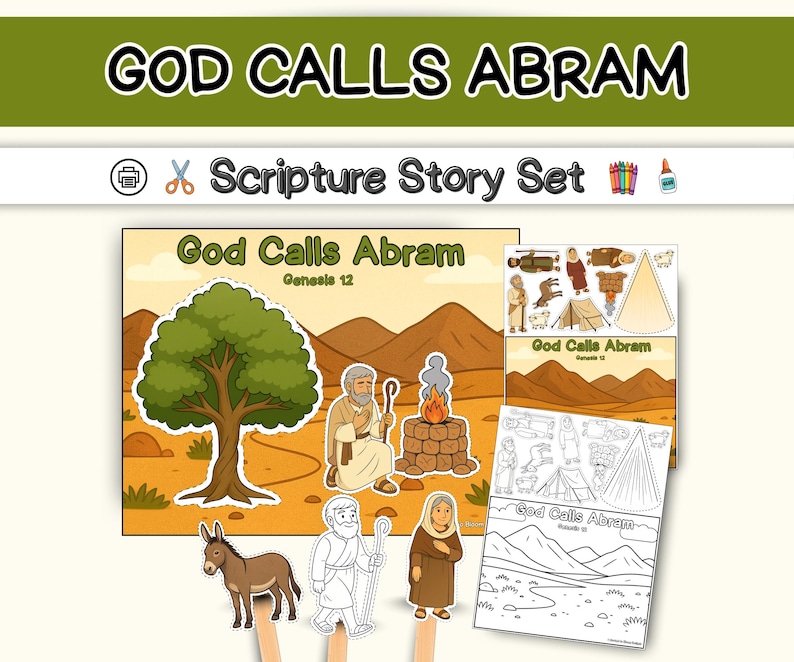 God Calls Abram: Bible Story Visuals, Worksheets, and Crafts for ...