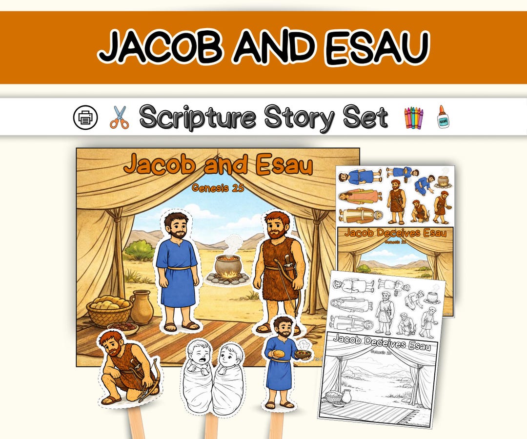 Jacob and Esau- Bible Story Visuals, Worksheets, and Crafts for Genesis ...