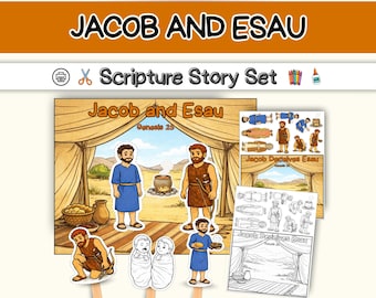 Jakob och Esau - Bibelberättelser, arbetsblad och pyssel för Första Moseboken 25