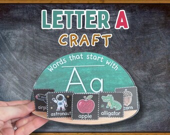 Letter A Printable Craft Alphabet Recognition Preschool Literacy Activity Kindergarten Beginning Letter Sound Phonics Homeschool Kids Lesson