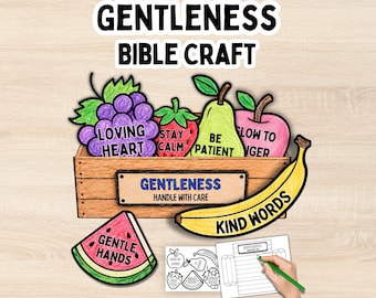 Gentleness Kids Activity Fruit of the Spirit Bible Printable Sunday School Craft for Kids Galatians 5 Faith Based VBS Homeschool Bible PDF