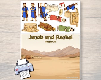 Jacob Chooses Rachel Craft- Jacob Works 7 Years Bible Activity, Sunday School Lesson, Genesis Craft for Kids, Christian Homeschool