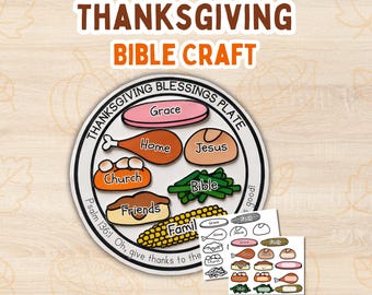 Thanksgiving Printable Kids Activity Thankful Craft for Sunday School Lesson Fall Christian Craft Idea Thanksgiving Family Bible Activity