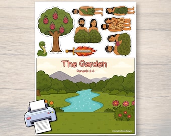 Adam and Eve Printable Craft- Garden of Eden Bible Activity, Sunday School Lesson, Genesis Craft for Kids, Christian Homeschool