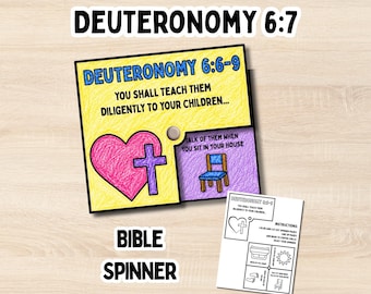 Deuteronomy 6 Spinner Bible Printable Faith Based Craft Idea Old Testament Scripture Download Homeschool Christian Kid Coloring Activity PDF