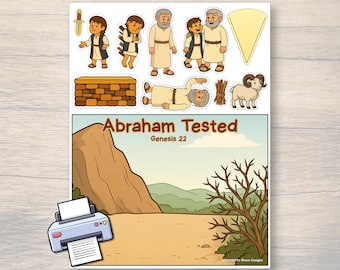 Abraham and Isaac Printable Craft- Ram in the Thicket Bible Activity, Sunday School Lesson, Genesis Craft for Kids, Christian Homeschool