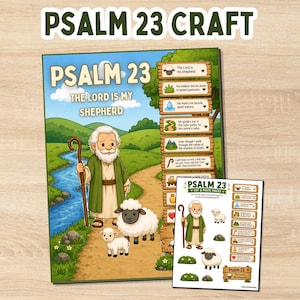 Psalm 23 – Bastelvorlage für den Sonntagsschulunterricht: „Der Herr ist mein Hirte“ (Druckvorlage) – Bibellektion „Der gute Hirte“ – Lektion für christliche Kinder im Homeschooling
